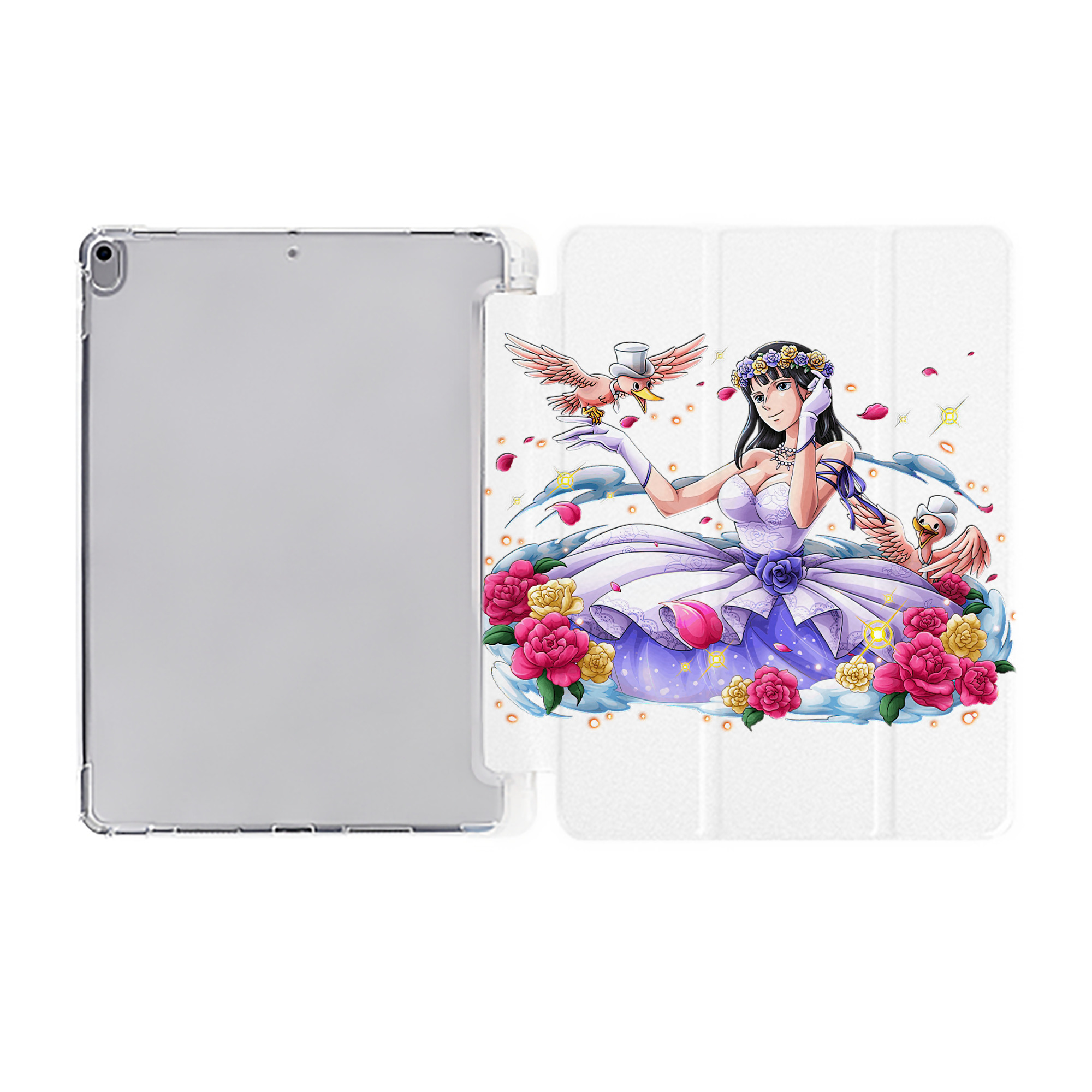 （画像用） ワンピース ニコ・ロビン ONE PIECE Nico Robin IPad ケース ペン収納付き 三つ折りスタンド PUレザー×シリコン 対応機種9.5/10.5/10.9インチ